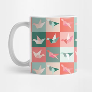 Origami Birds Grid Pattern Mug